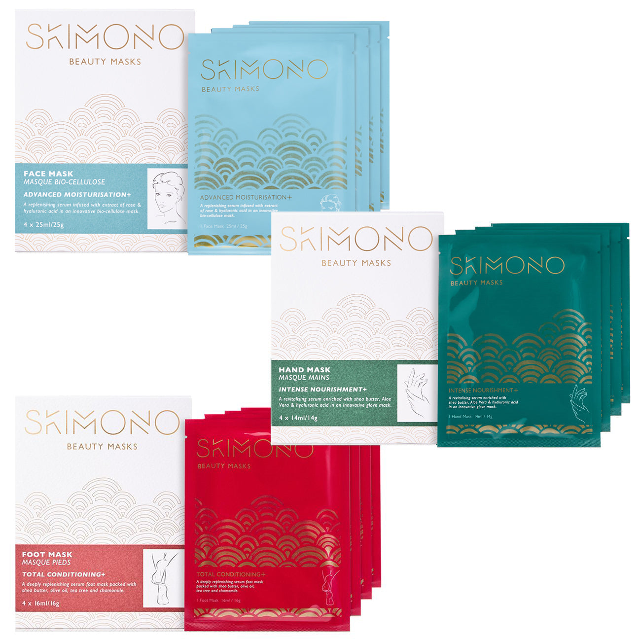 Skimono Super Set: Advanced Moisturisation+ Masks For Face, Hands & Feet (12 Pack)