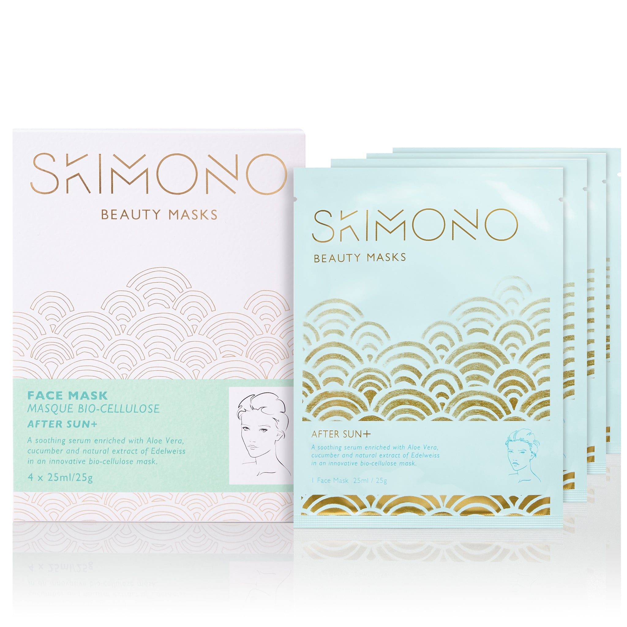 Skimono After Sun+ Bio-Cellulose Face Masks (4 Pack)